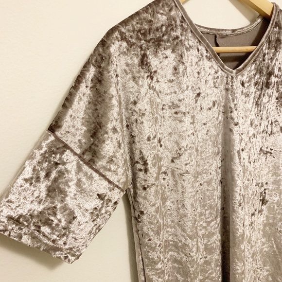 Grey Silver Velvet Mini Dress Small - Picture 2 of 5